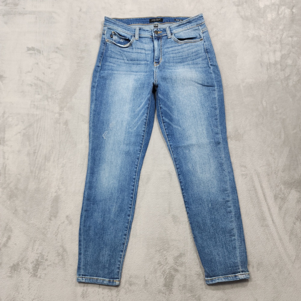 Judy Blue Jeans Womens 9 Juniors Slim Fit High Rise Medium Wash Distressed